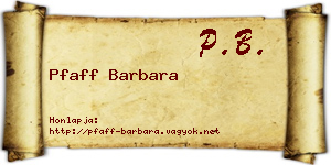 Pfaff Barbara névjegykártya